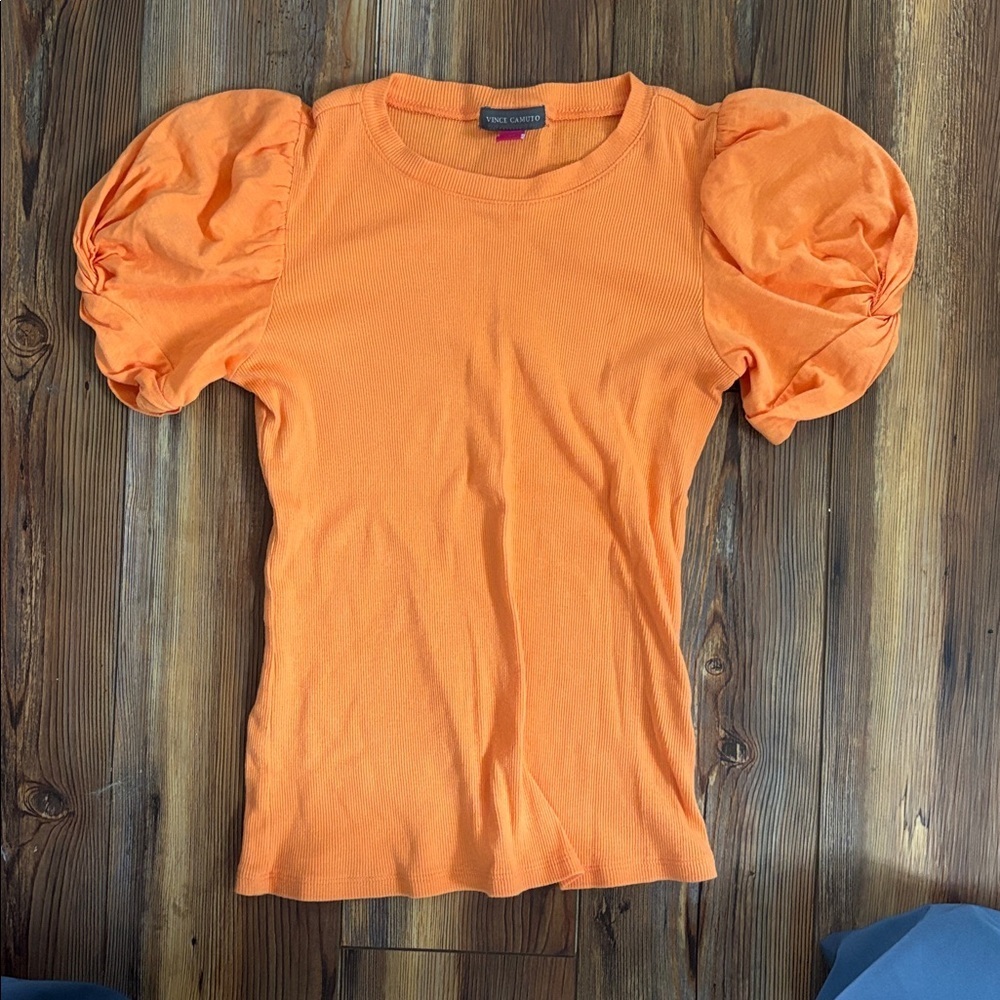 Vince Camuto Orange Puff Sleeve Blouse Size XS